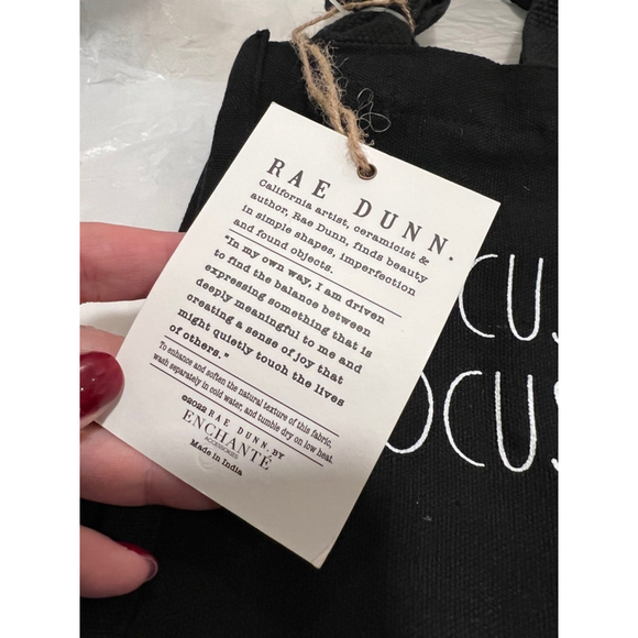 (2) Rae Dunn Small Canvas Black Hocus Pocus Tote Bag NWT - Picture 5 of 6